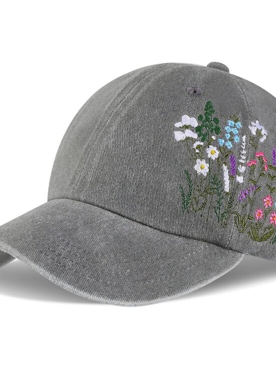 Women\'s Embroidered Baseball Cap Adjustable Soft Breathable Hats Romantic Floral main image 4